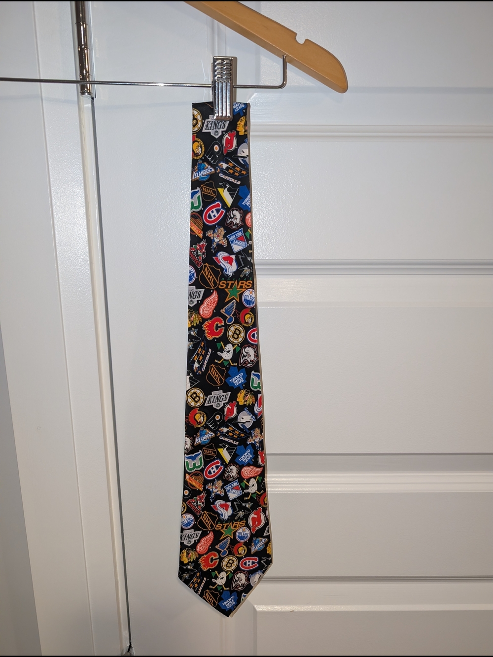 Vintage NHL Hockey Black Multi-Logo Novelty Tie